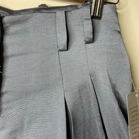 Shimmery NSR Pants Women's Size Small SILK SATIN Wide Leg HIGH-RISE PLEATED Blue - Picture 3 of 11